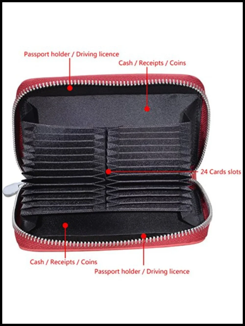 Genuine Leather RFID Blocking Passport Wallet with Zipper